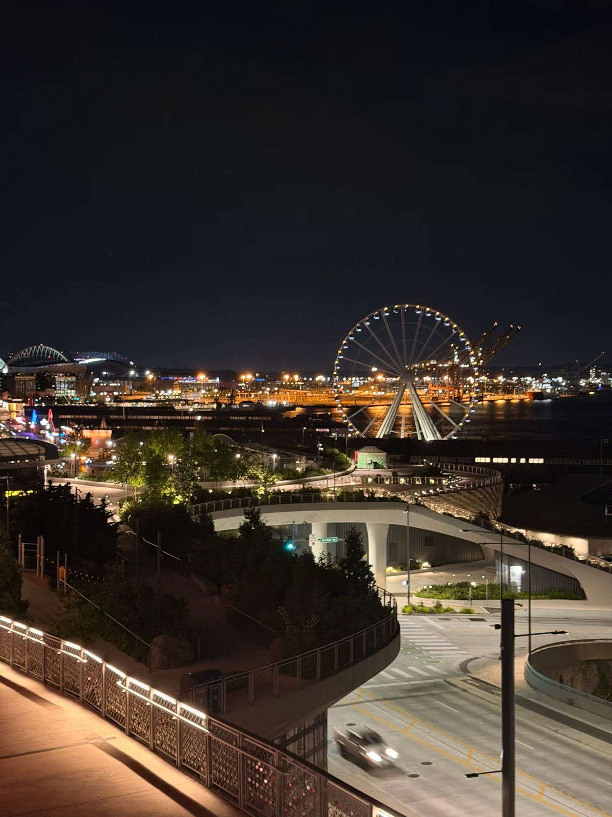 Seattle waterfront at night