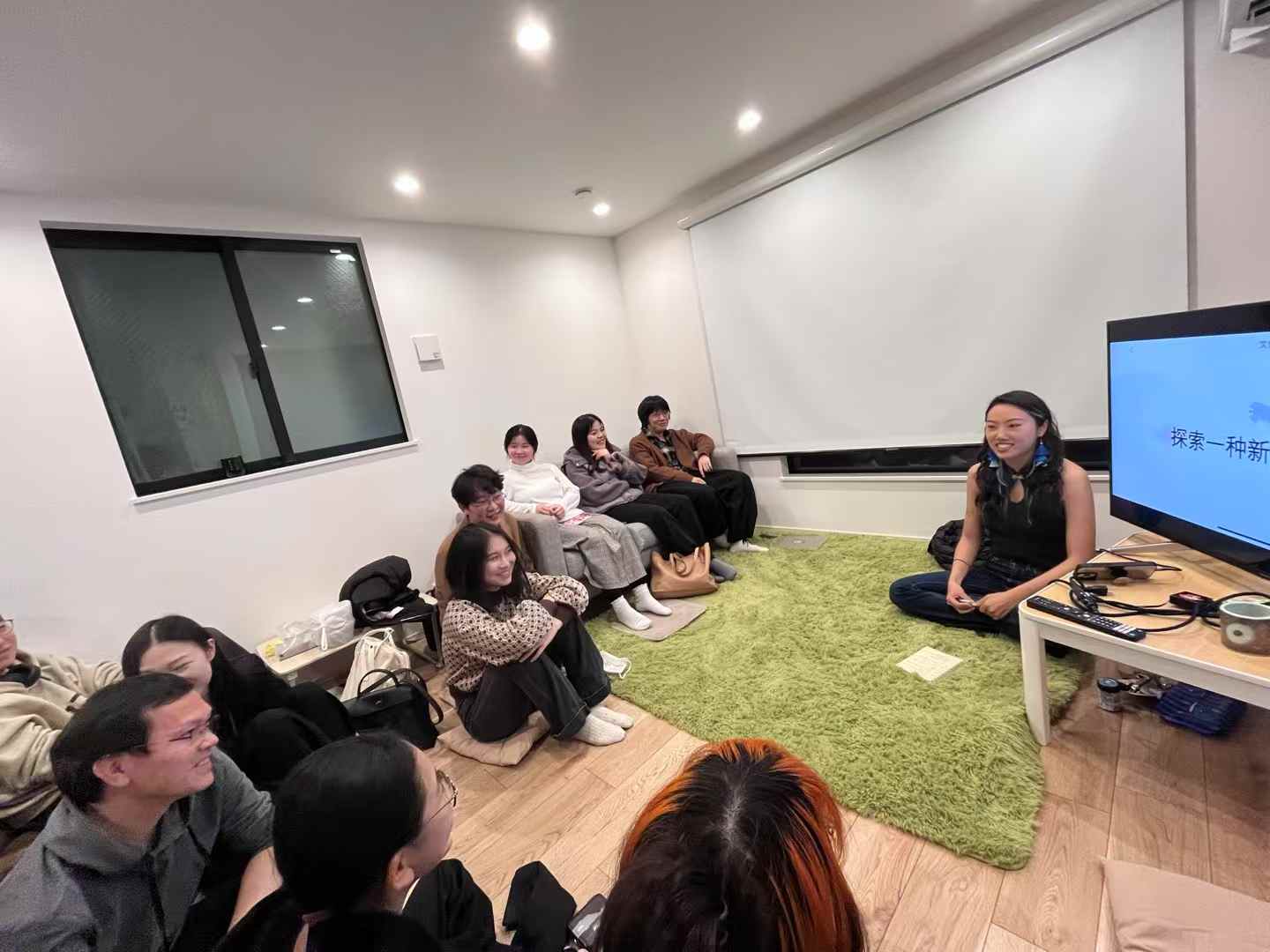 Friends gathering in a Tokyo living room